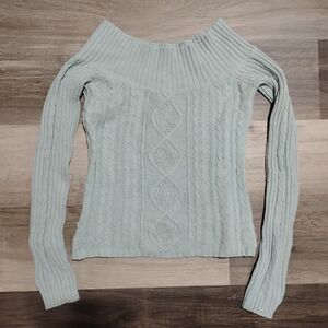 American Eagle Outfitters Sweater Womens Medium Light Blue Off Shoulder